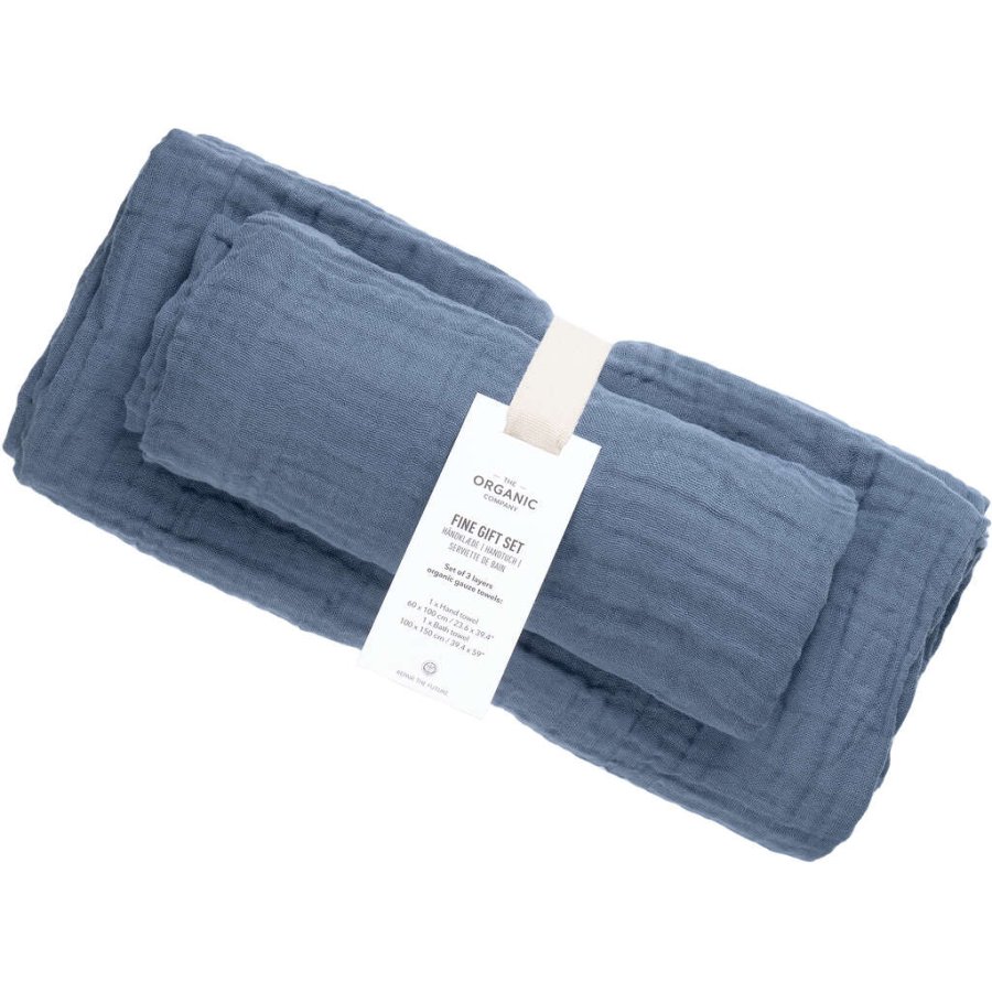 The Organic Company FINE Handtuch-Geschenkset, Grey Blue