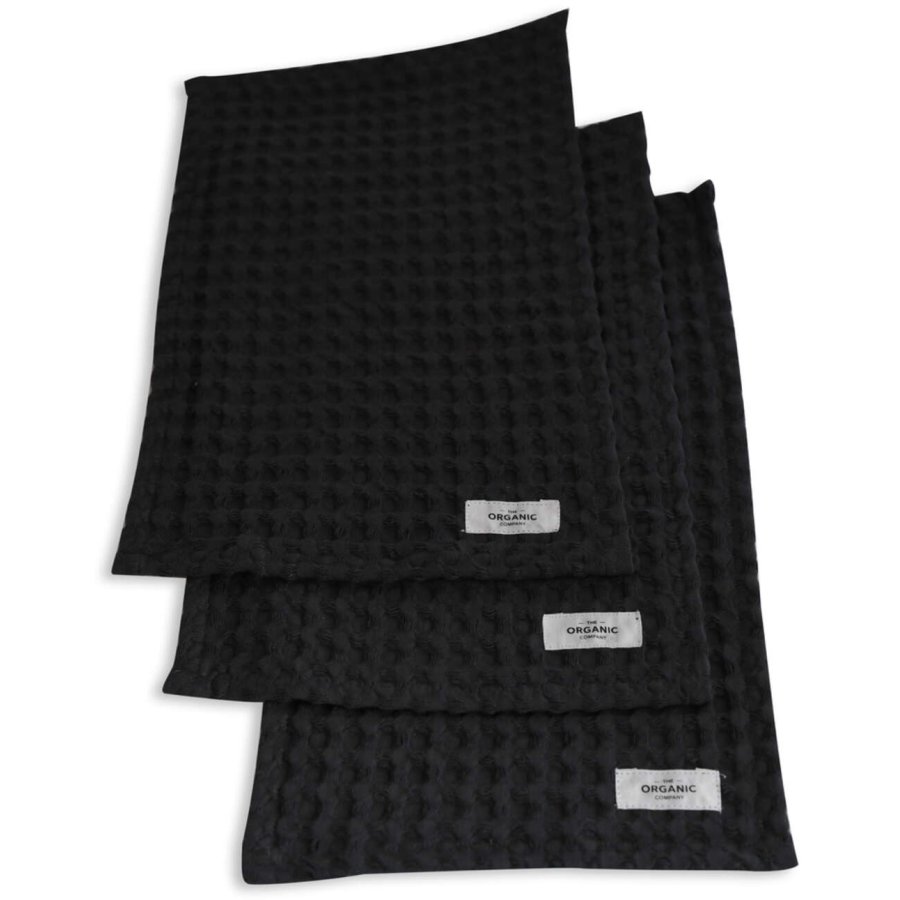 The Organic Company Big Waffle Waschlappen 3er Set 25x40 cm, Dark Grey