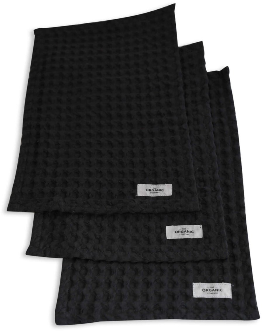 The Organic Company Big Waffle Waschlappen 3er Set 25x40 cm, Dark Grey