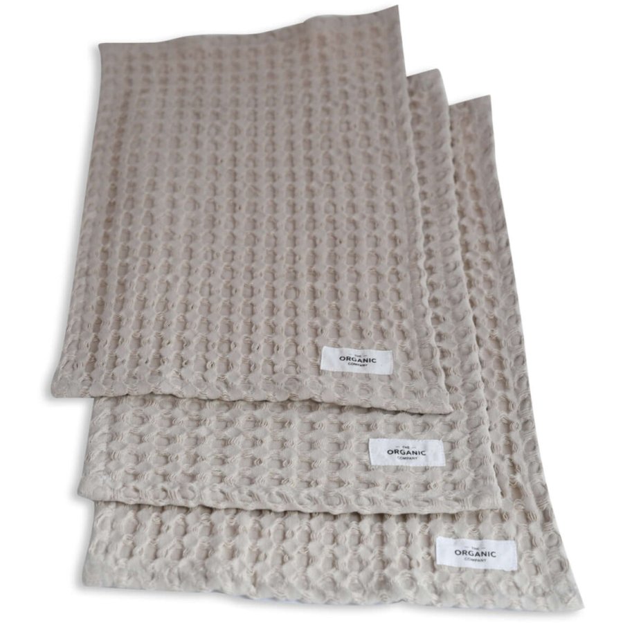 The Organic Company Big Waffle Waschlappen 3er Set 25x40 cm, Stone
