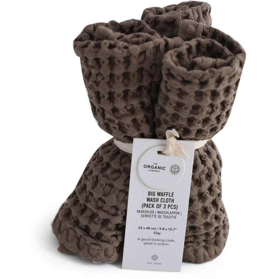 The Organic Company Big Waffle Waschlappen 3er Set 25x40 cm, Clay