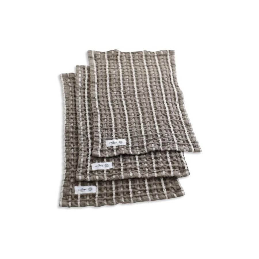 The Organic Company Big Waffle Waschlappen 3er Set 25x40 cm, Clay Stone