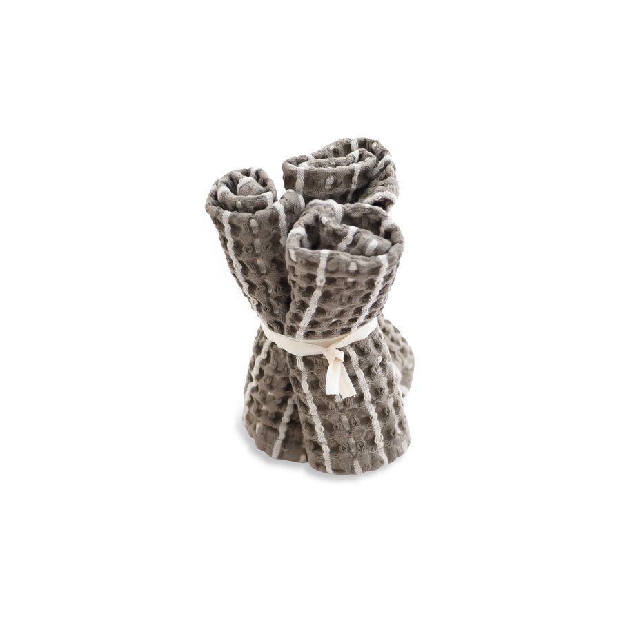 The Organic Company Big Waffle Waschlappen 3er Set 25x40 cm, Clay Stone