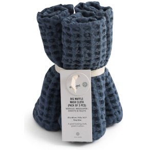 The Organic Company Vaffel Vaskeklud 3 stk. 25x40 cm, Grey Blue