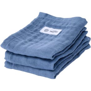 The Organic Company FINE Waschlappen 3er Set 30x30 cm, Grey Blue