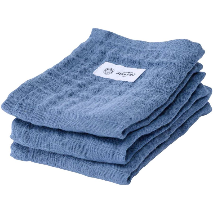 The Organic Company FINE Waschlappen 3er Set 30x30 cm, Grey Blue