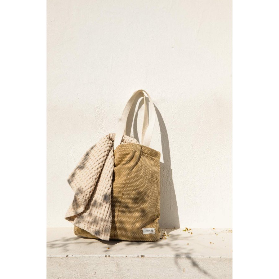 The Organic Company Piqu&eacute; Tote Bag 30x35 cm, Khaki Stone