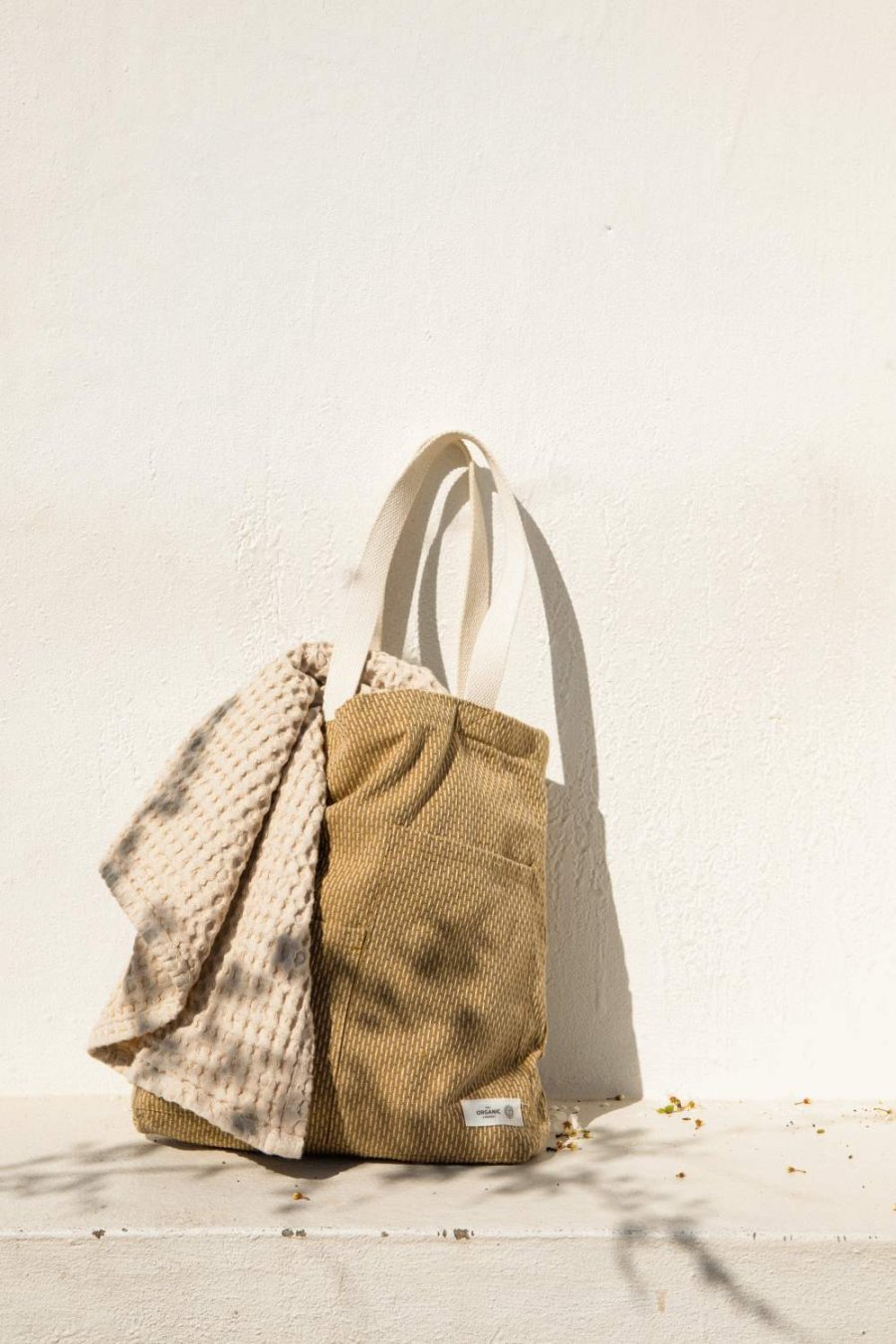 The Organic Company Piqu&eacute; Tote Bag 30x35 cm, Khaki Stone