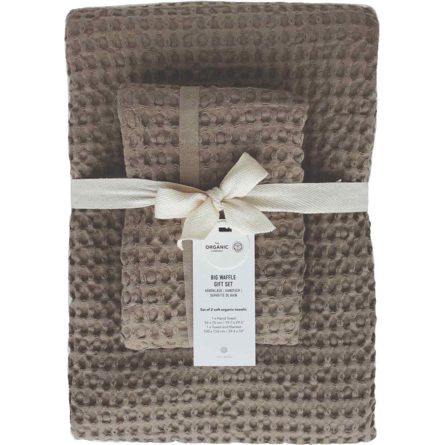 The Organic Company Groes Waffel Handtuch-Geschenkset, Clay