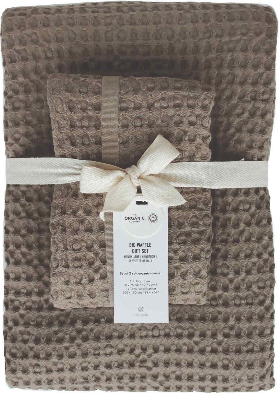 The Organic Company Groes Waffel Handtuch-Geschenkset, Clay