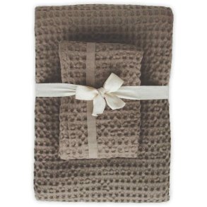 The Organic Company Groes Waffel Handtuch-Geschenkset, Clay