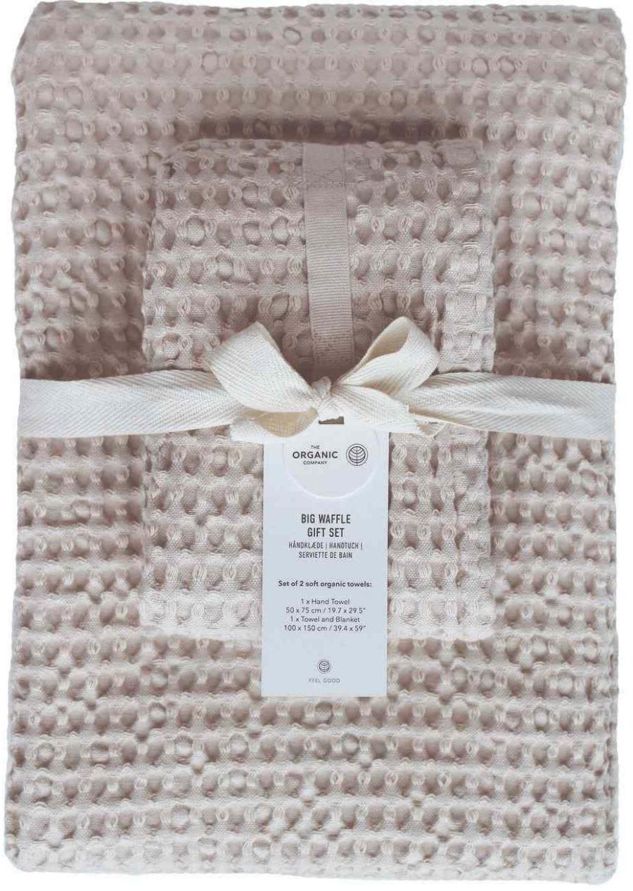 The Organic Company Groes Waffel Handtuch-Geschenkset, Stone