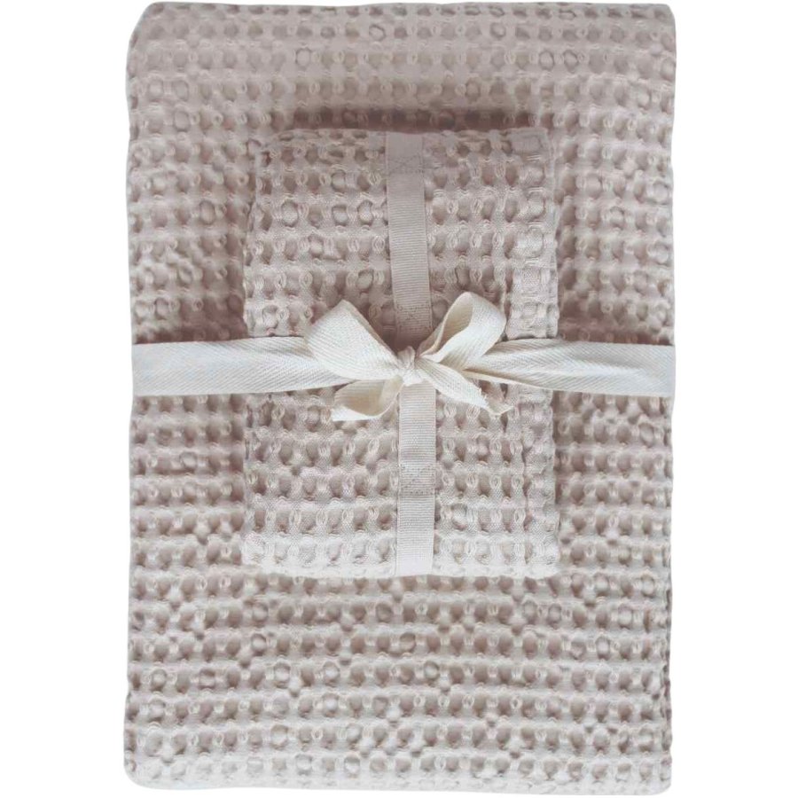 The Organic Company Groes Waffel Handtuch-Geschenkset, Stone