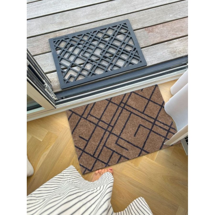 Tica Copenhagen Lines Bodenmatte 40x60 cm, Sand/Blaugrau