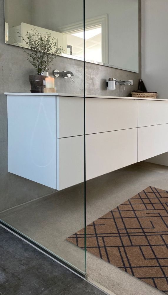 Tica Copenhagen Lines Bodenmatte 60x90 cm, Sand/Blaugrau