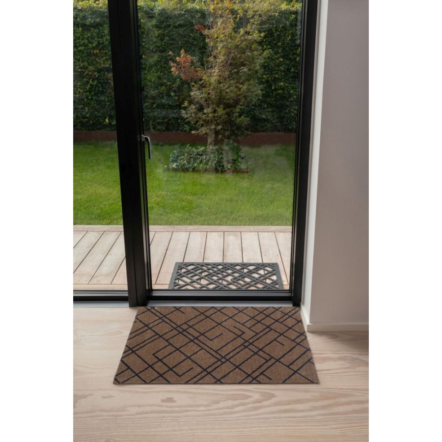 Tica Copenhagen Lines Bodenmatte 60x90 cm, Sand/Blaugrau