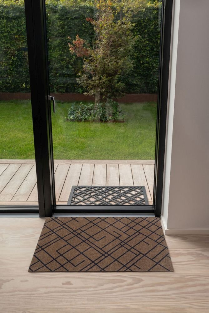 Tica Copenhagen Lines Bodenmatte 60x90 cm, Sand/Blaugrau