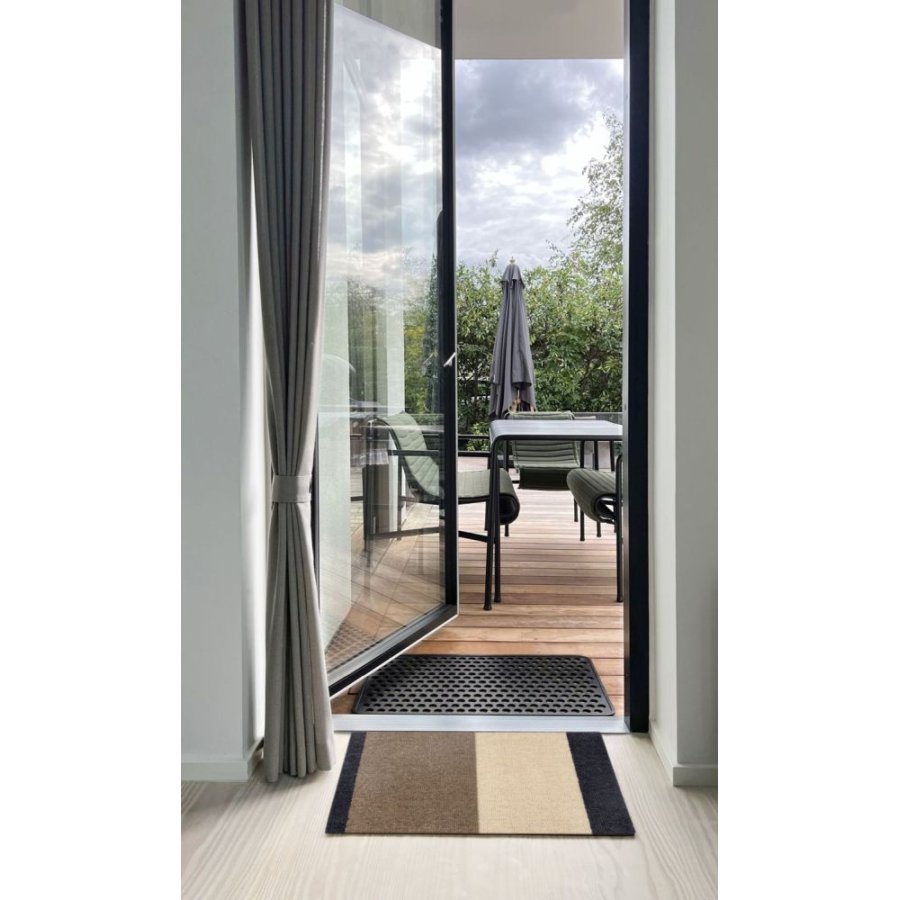 Tica Copenhagen Stripes Bodenmatte 40x60 cm, Blaugrau/Sand/Elfenbein