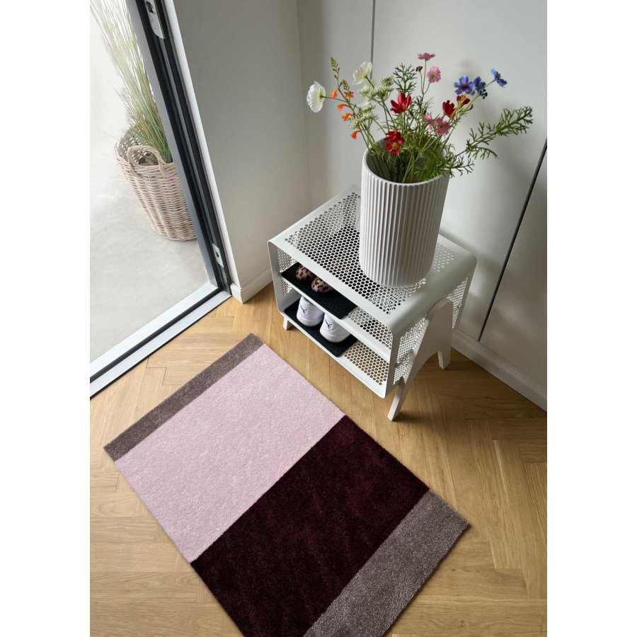 Tica Copenhagen Stripes Horisontal Gulvmtte 40x60 cm, Bordeaux/Rose/Sand