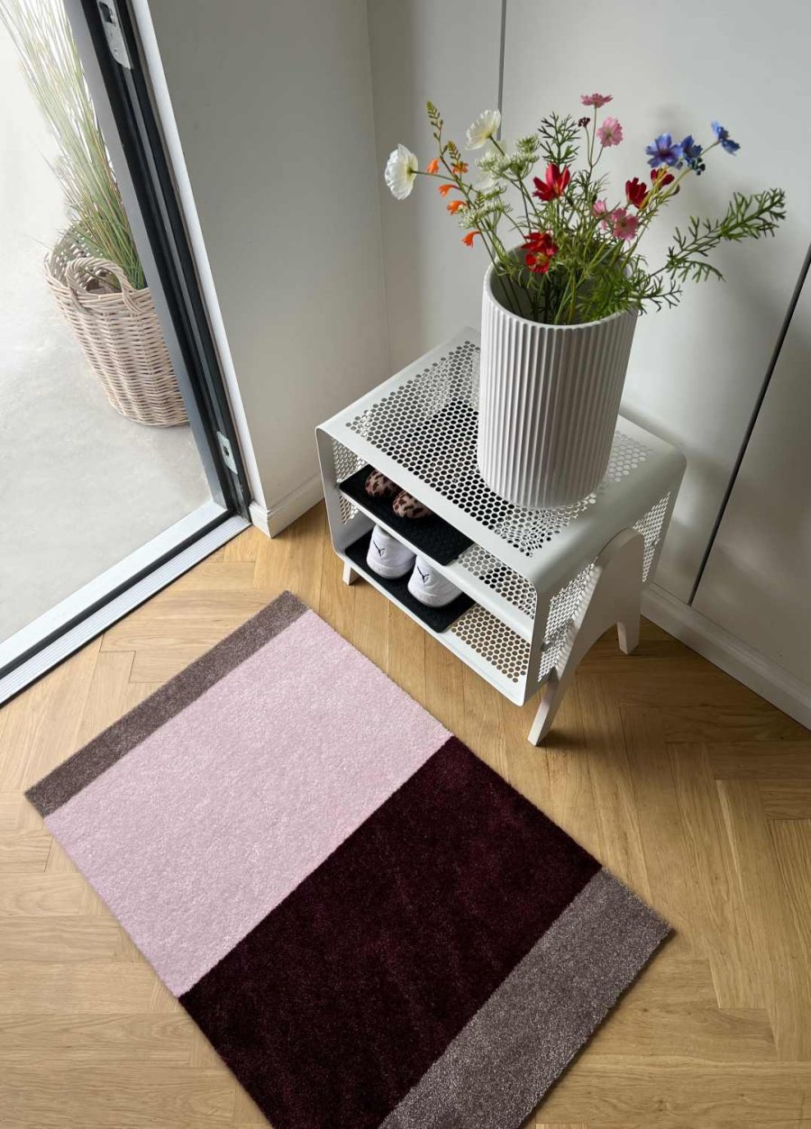 Tica Copenhagen Stripes Horisontal Gulvmtte 40x60 cm, Bordeaux/Rose/Sand