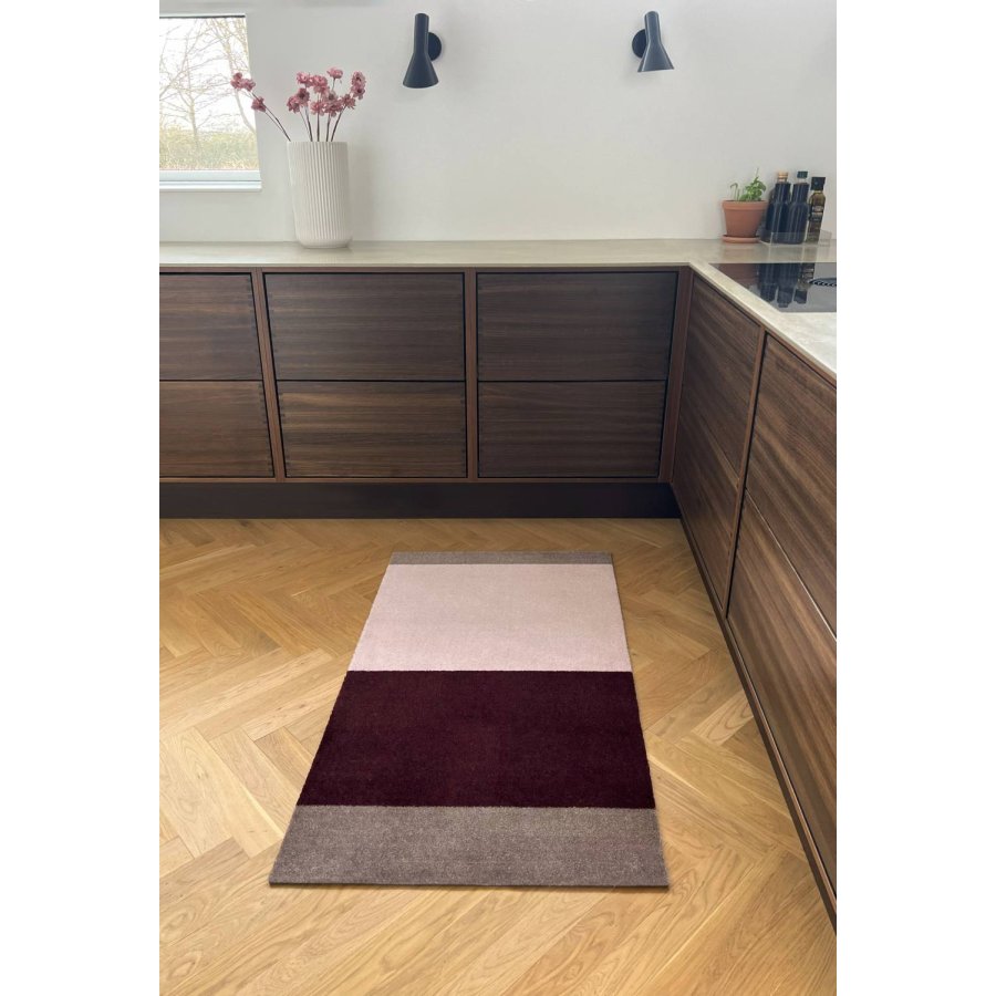 Tica Copenhagen Stripes Horisontal Gulvmtte 60x90 cm, Bordeaux/Rose/Sand