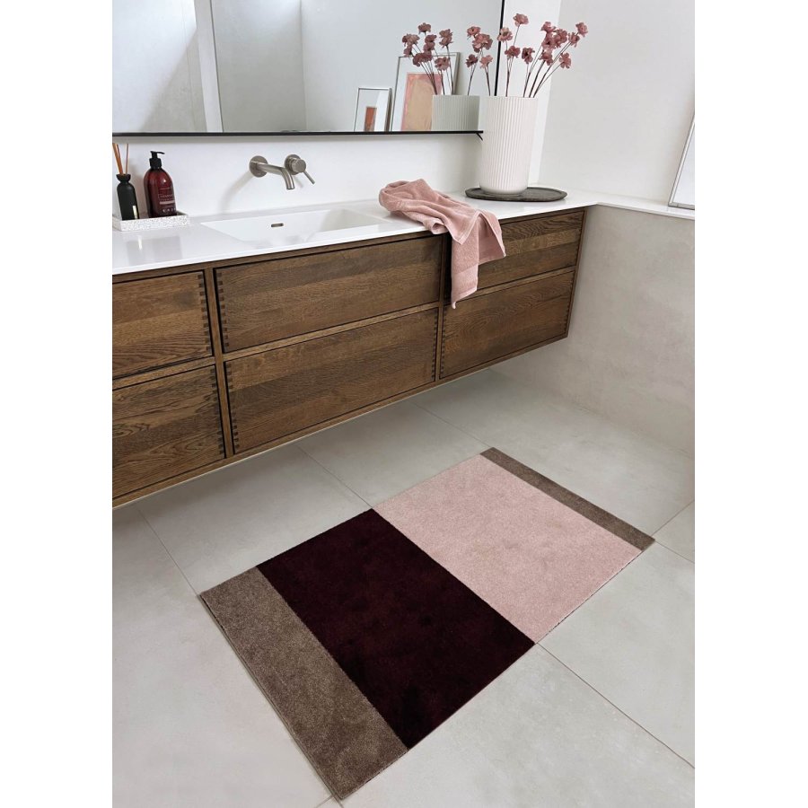 Tica Copenhagen Stripes Horisontal Gulvmtte 67x120 cm, Bordeaux/Rose/Sand
