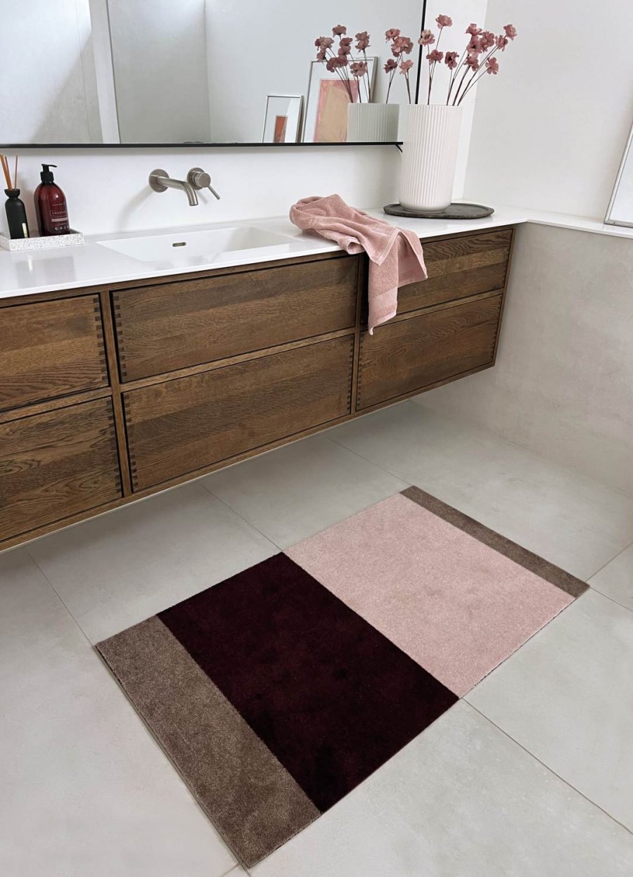 Tica Copenhagen Stripes Horisontal Gulvmtte 67x120 cm, Bordeaux/Rose/Sand