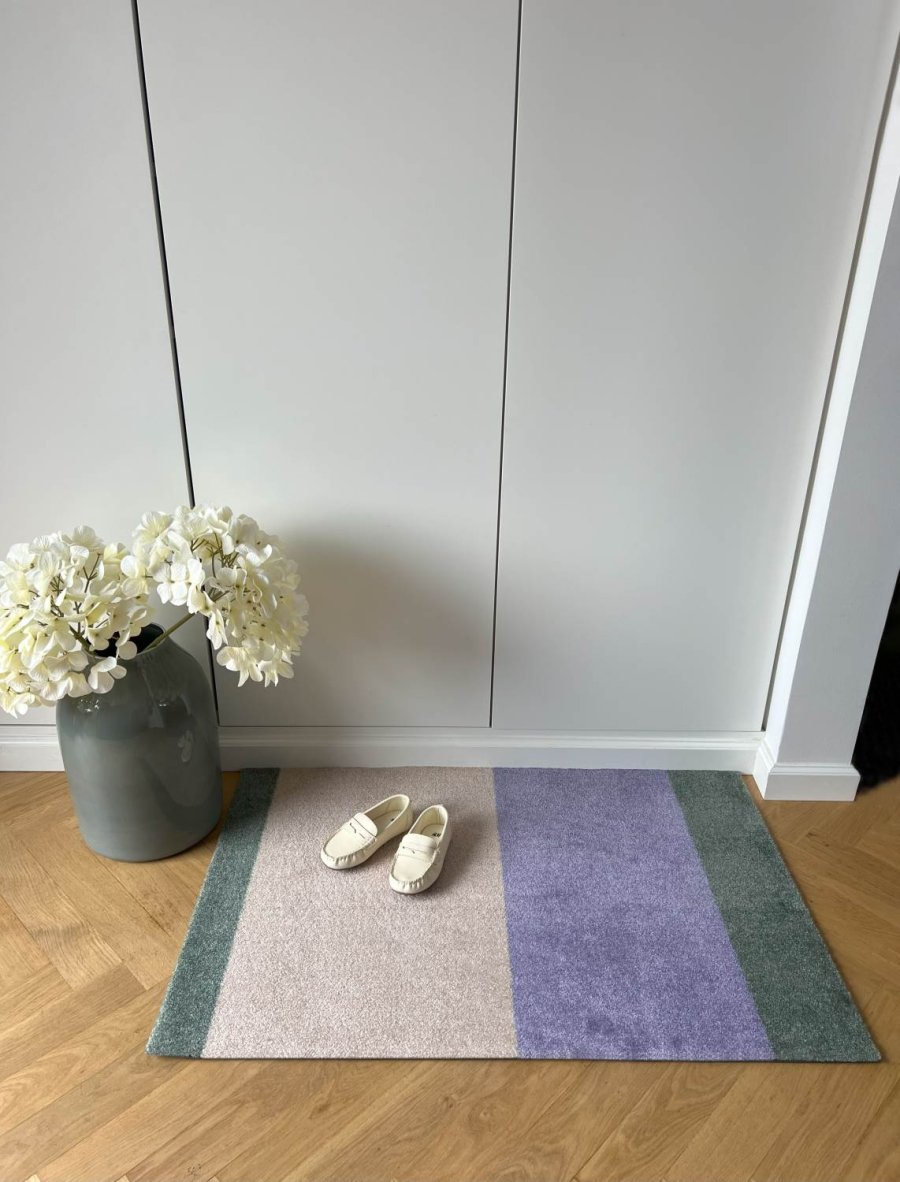 Tica Copenhagen Stripes Horisontal Gulvmtte 60x90 cm, Lilla/Ivory/Grn