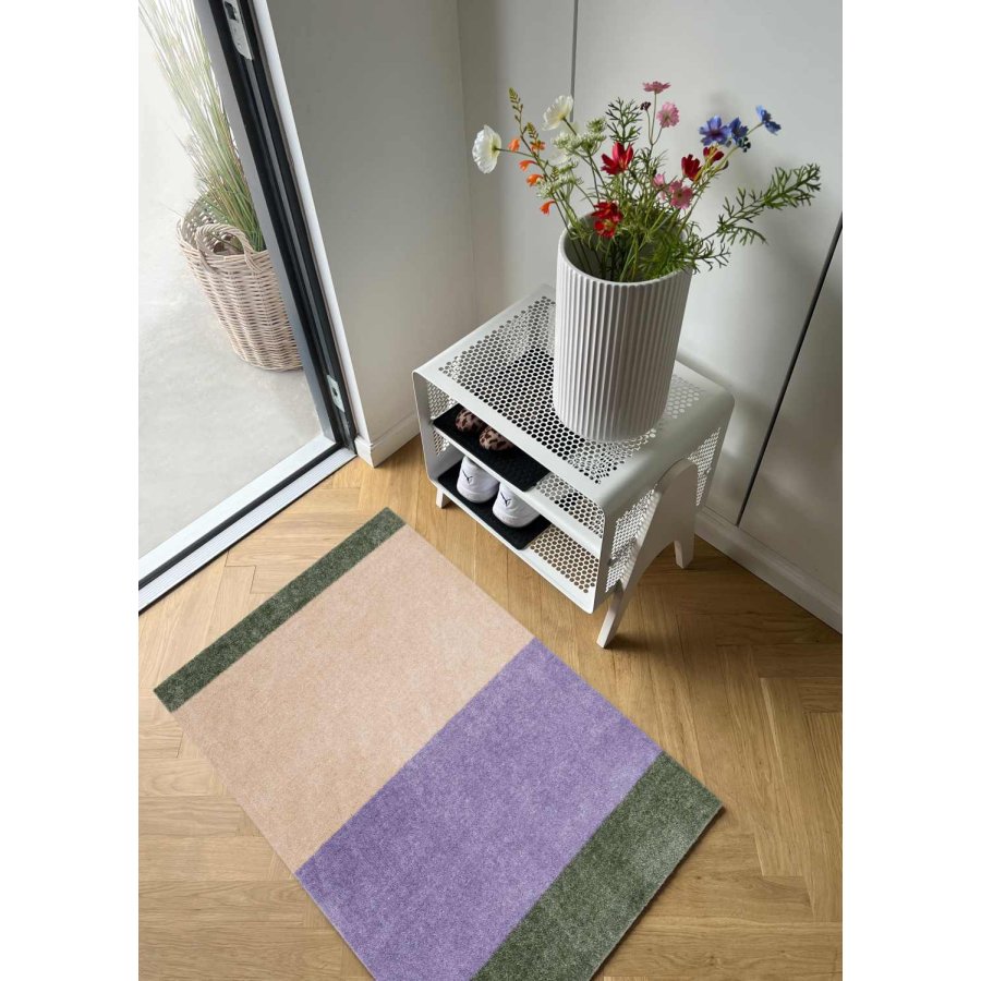 Tica Copenhagen Stripes Horisontal Gulvmtte 60x90 cm, Lilla/Ivory/Grn