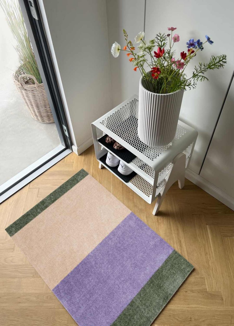 Tica Copenhagen Stripes Horisontal Gulvmtte 60x90 cm, Lilla/Ivory/Grn