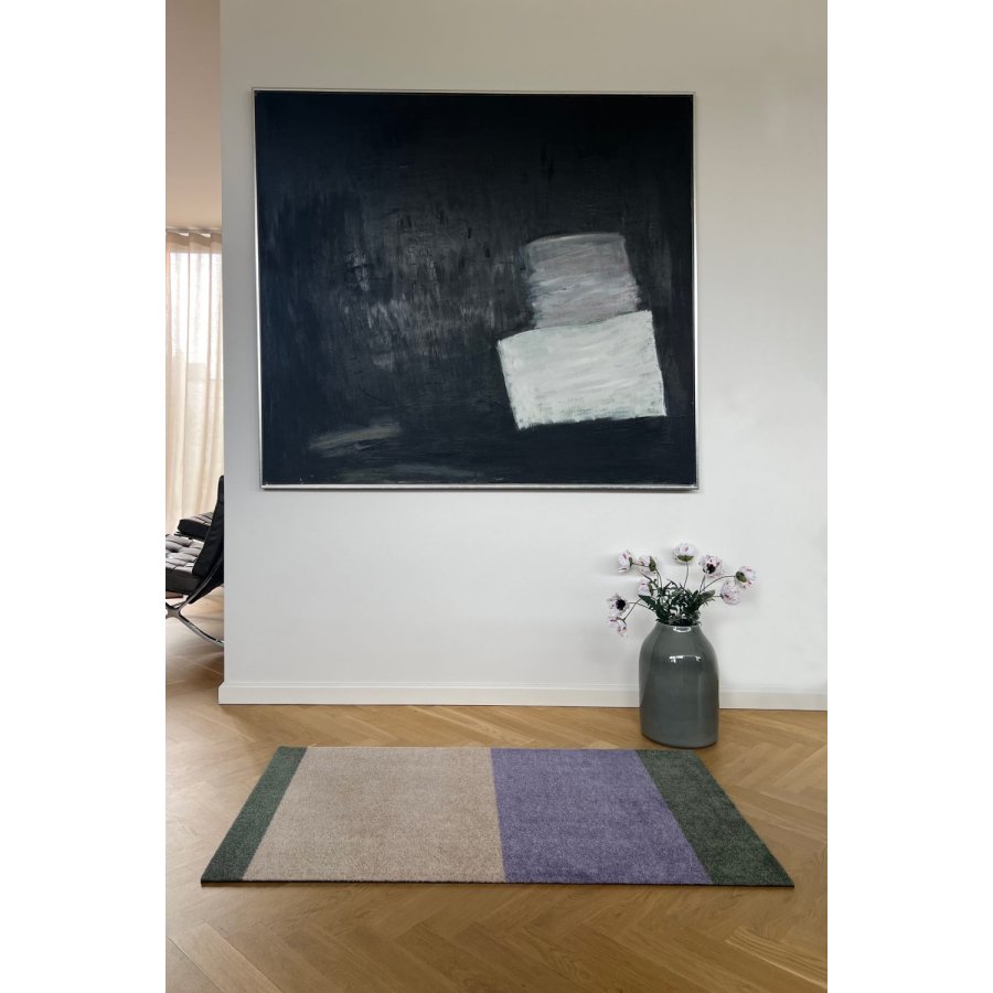 Tica Copenhagen Stripes Horisontal Gulvmtte 67x120 cm, Lilla/Ivory/Grn