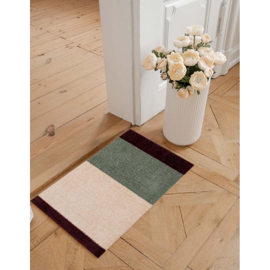 Tica Copenhagen Stripes Horisontal Gulvmtte 40x60 cm, Grn/Ivory/Bordeaux