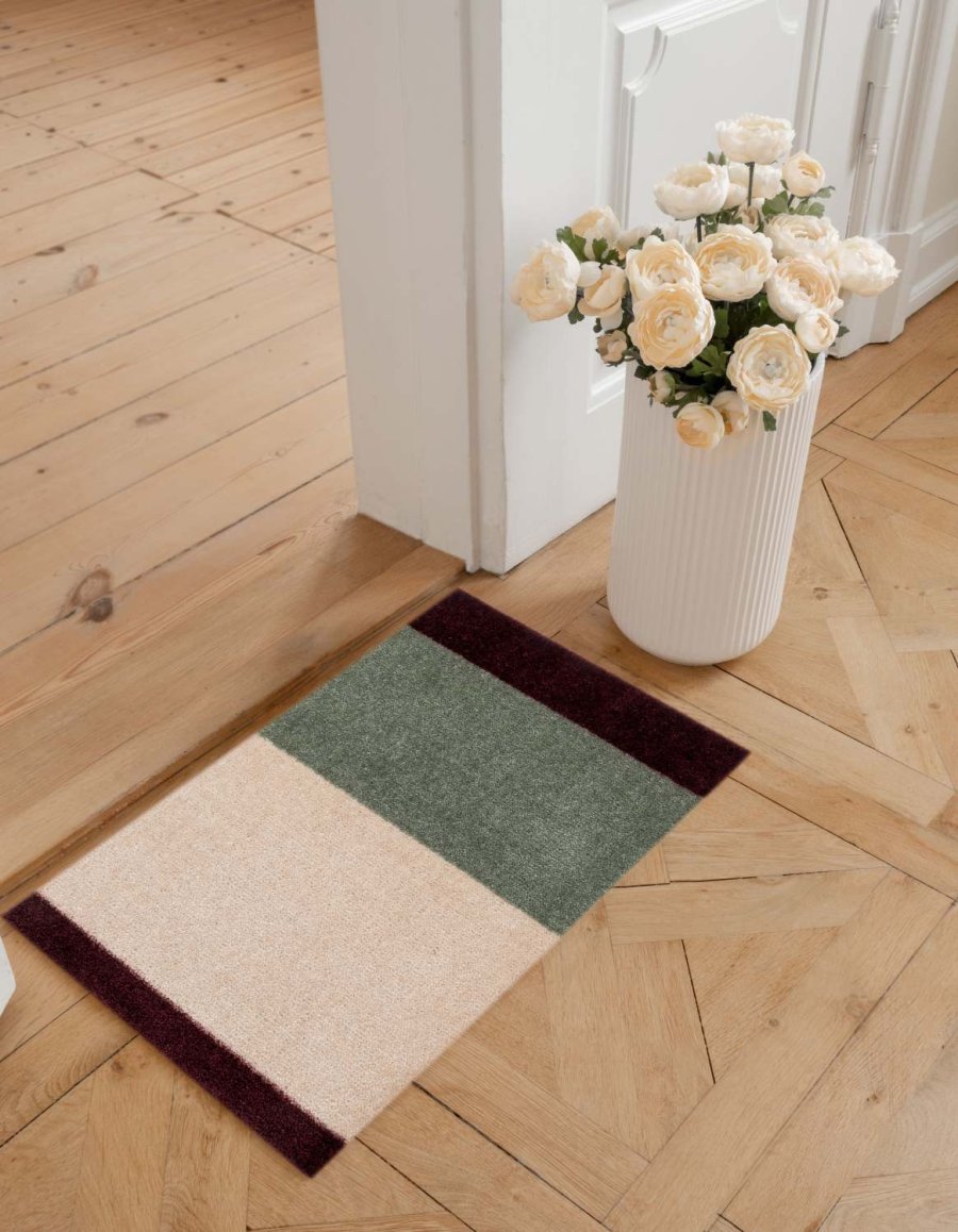 Tica Copenhagen Stripes Horisontal Gulvmtte 40x60 cm, Grn/Ivory/Bordeaux