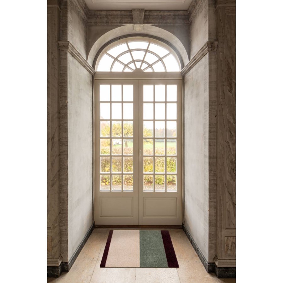 Tica Copenhagen Stripes Horisontal Gulvmtte 60x90 cm, Grn/Ivory/Bordeaux