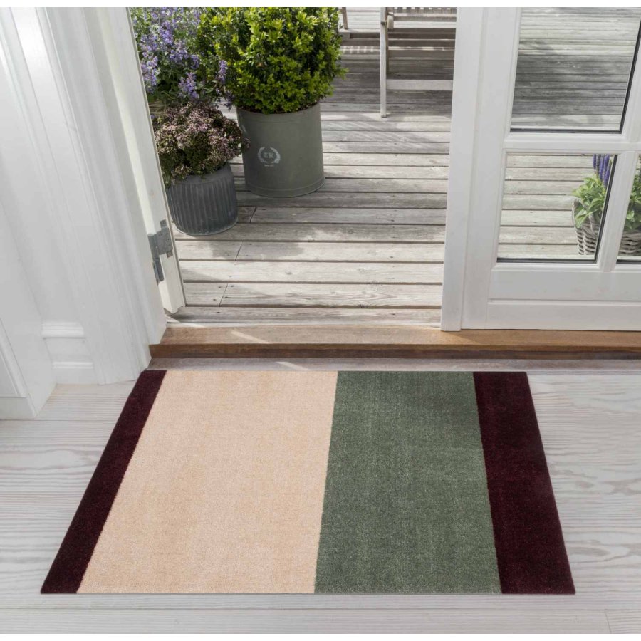 Tica Copenhagen Stripes Horisontal Gulvmtte 60x90 cm, Grn/Ivory/Bordeaux