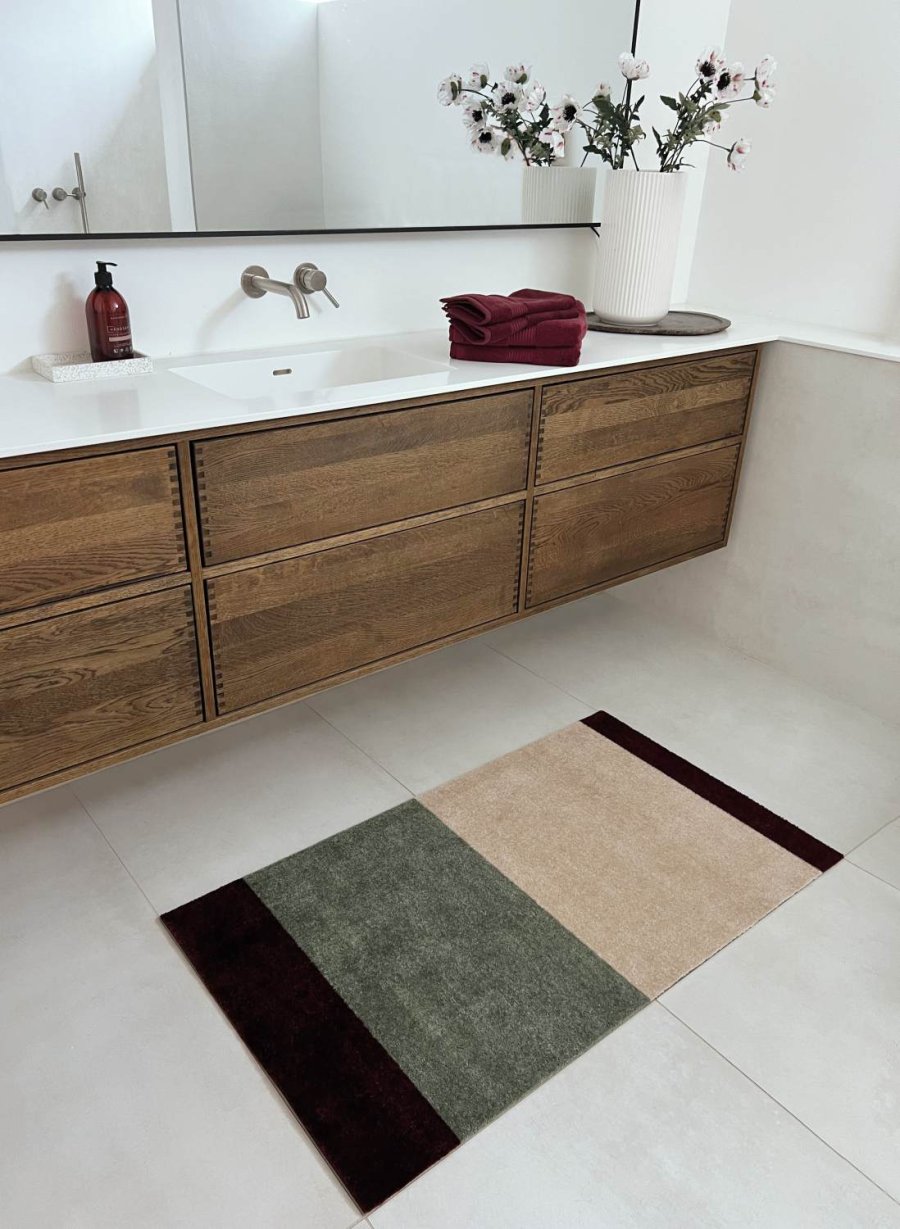 Tica Copenhagen Stripes Horisontal Gulvmtte 67x120 cm, Grn/Ivory/Bordeaux