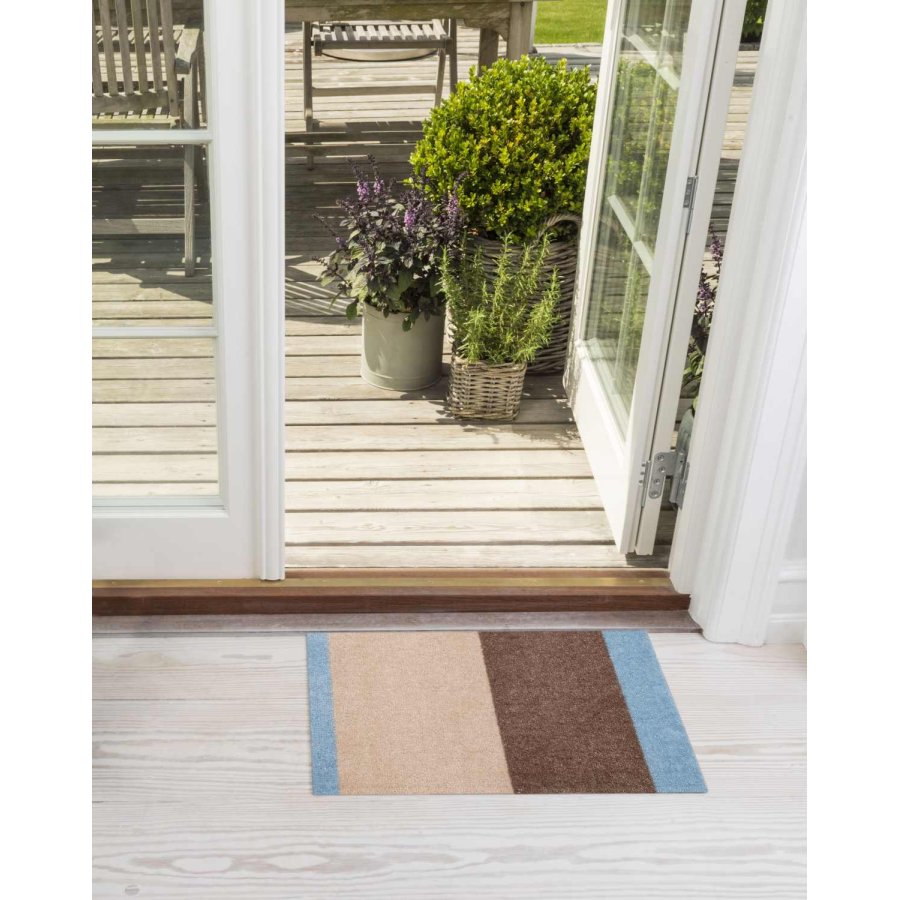 Tica Copenhagen Stripes Horisontal Gulvmtte 40x60 cm, Ivory/Sand/Bl