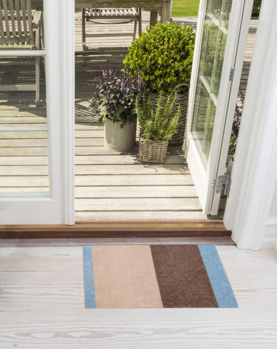 Tica Copenhagen Stripes Horisontal Gulvmtte 40x60 cm, Ivory/Sand/Bl