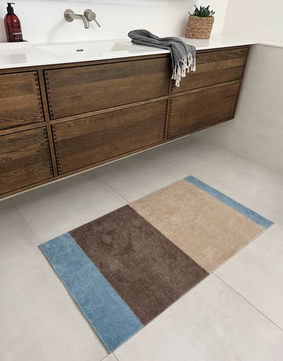 Tica Copenhagen Stripes Horisontal Gulvmtte 67x120 cm, Ivory/Sand/Bl