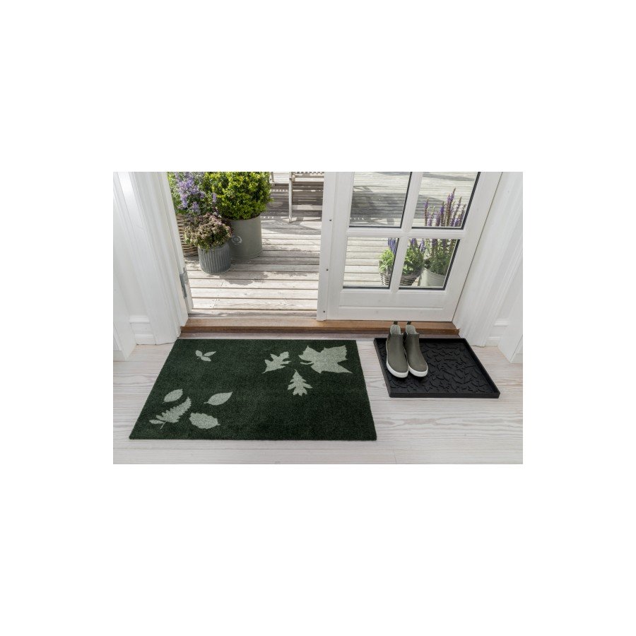 Tica Copenhagen Leaves Schoenenmat 48x38 cm, Zwart