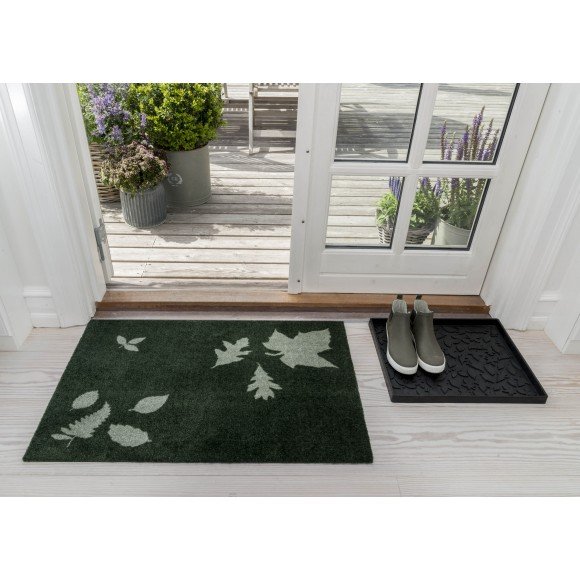 Tica Copenhagen Leaves Schoenenmat 48x38 cm, Zwart