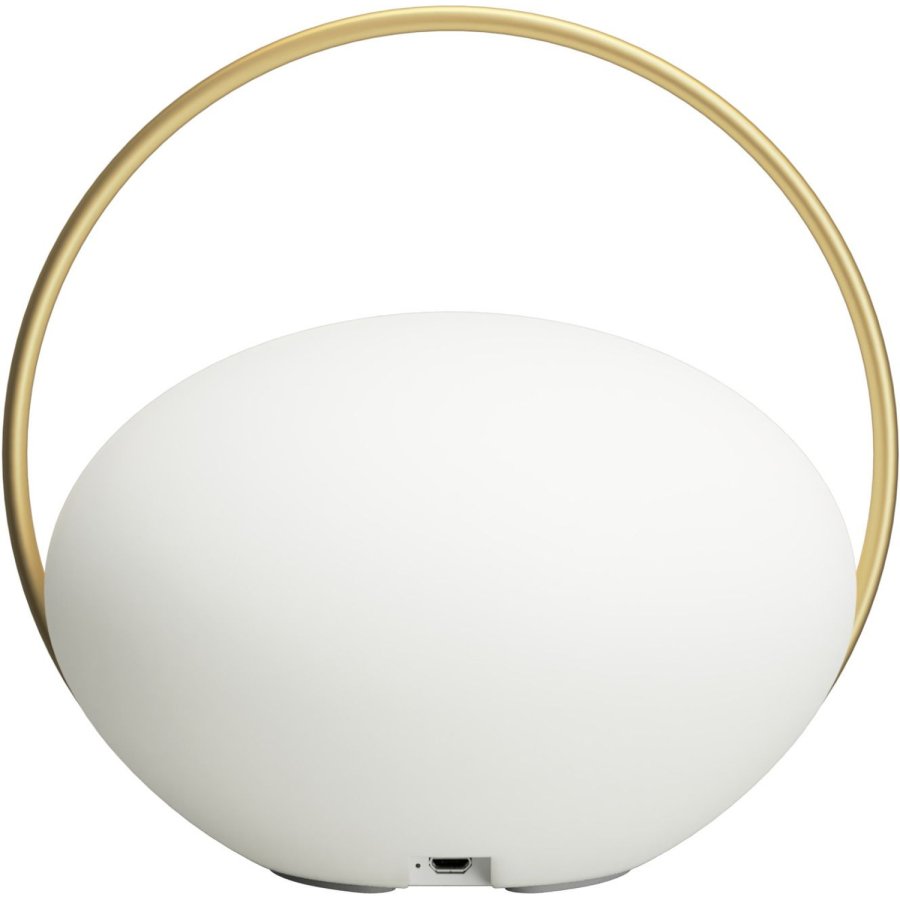 UMAGE Orbit Kabellose Tischlampe 19,5 cm, Messing/Opal