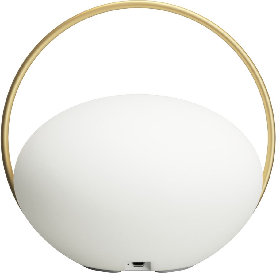 UMAGE Orbit Kabellose Tischlampe 19,5 cm, Messing/Opal