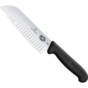 Victorinox Fibrox Santoku Kniv m. Luftskr 17 cm, Sort