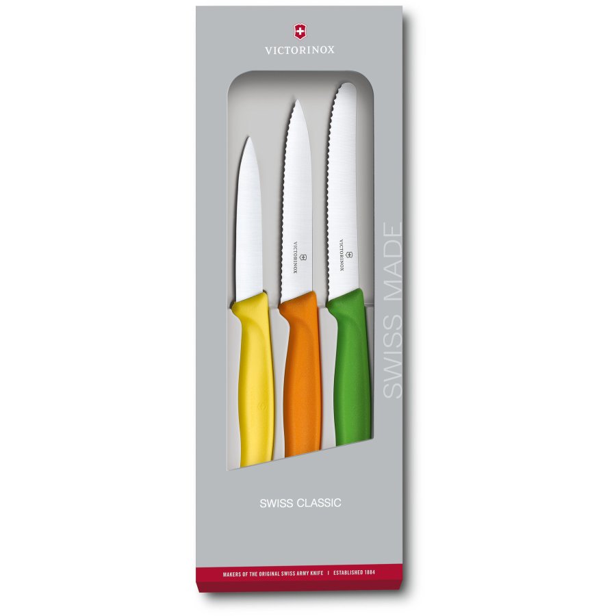 Victorinox Swiss Classic Knivst 3 Dele, Orange/Gul/Grn