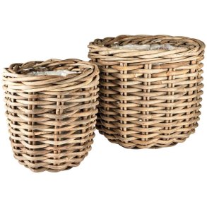 Villa Collection Vida Blumentopf 2er Set, Natrliches Rattan