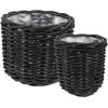 Villa Collection Vilda Pflanzenschutz 2er Set, Schwarzes natrliches Rattan