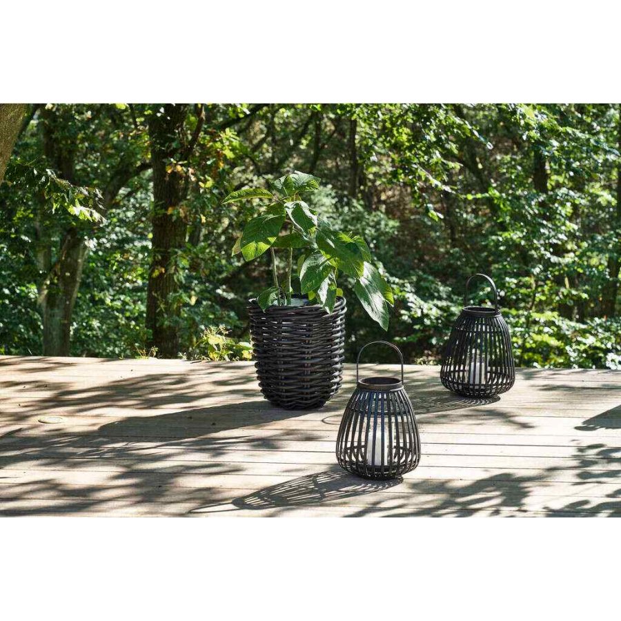 Villa Collection Vilda Pflanzenschutz 2er Set, Schwarzes natrliches Rattan