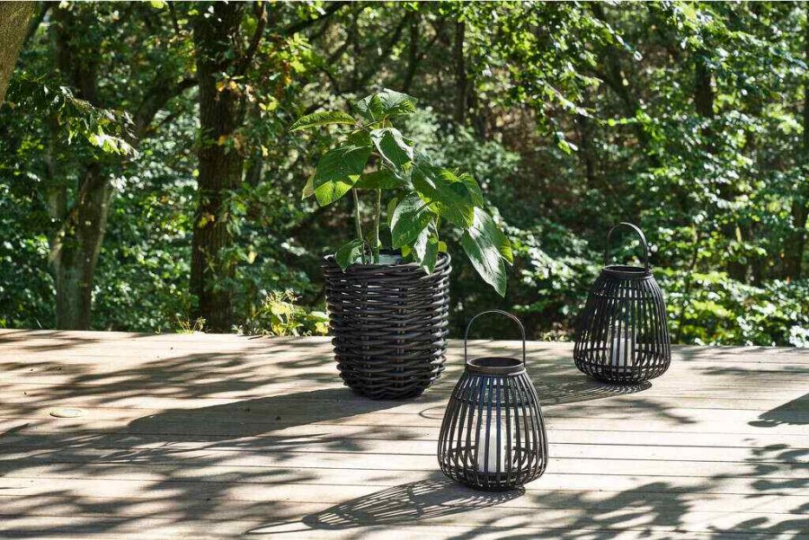 Villa Collection Vilda Pflanzenschutz 2er Set, Schwarzes natrliches Rattan