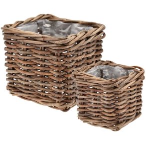 Villa Collection Yim Blumentopf 2er Set, Natrliches Rattan